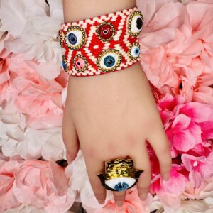 PULSERA MULTI OJOS RED