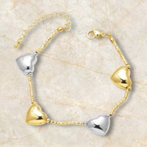 PULSERA  CORAZONES  GOLD/SILVER