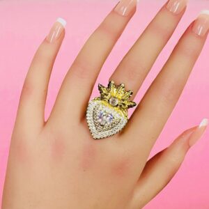 RiNG CORAZON FLAMA CRISTAL