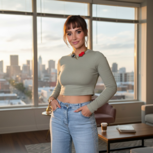 TOP MANGA LARGA LINEAS