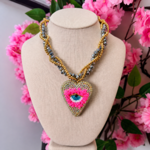 COLLAR CORAZÓN  ROSA NEON