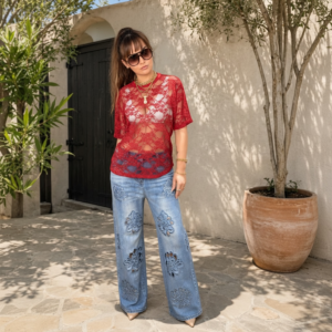 BLUSA ENCAJE ROJA