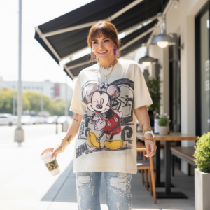 BLUSA MICKEY BEIGE CRISTALERIA ONE SIZE