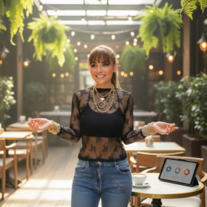 BLUSA ENCAJE NEGRA MANGA LARGA