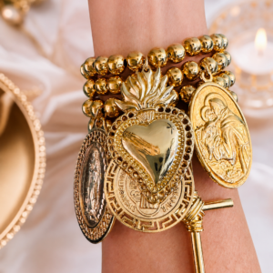 SET  5 PULSERAS CUENTAS CORAZON DIVINO
